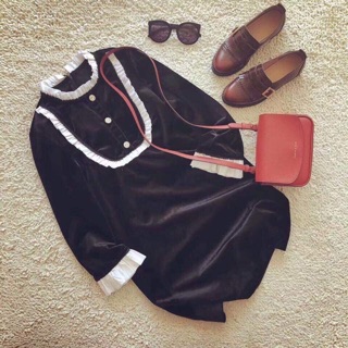 Váy nhung đen dài tay Zara size S