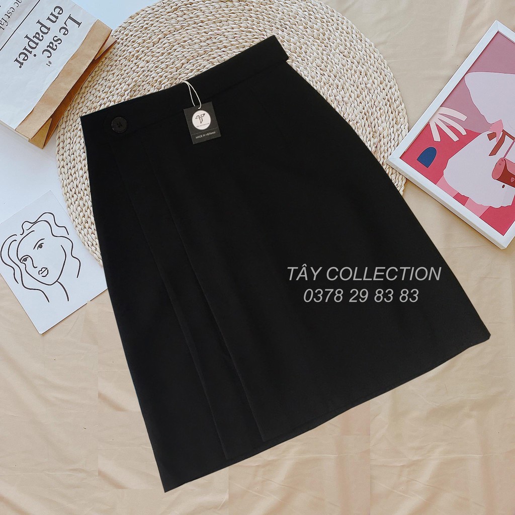 Chân Váy Công Sở Chữ A Phối Đai Xếp Ly Thanh Lịch Thiết Kế Tây Collection