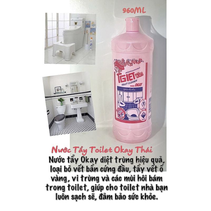 Tẩy toilet hồng okay tẩy cực mạnh 960ml