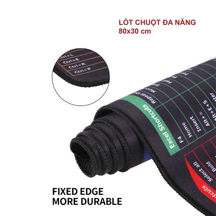 Tấm Lót Chuột Đa Nhiệm Size Lớn Có phím tắt cho Văn Phòng, Design PTS 800x300x3mm