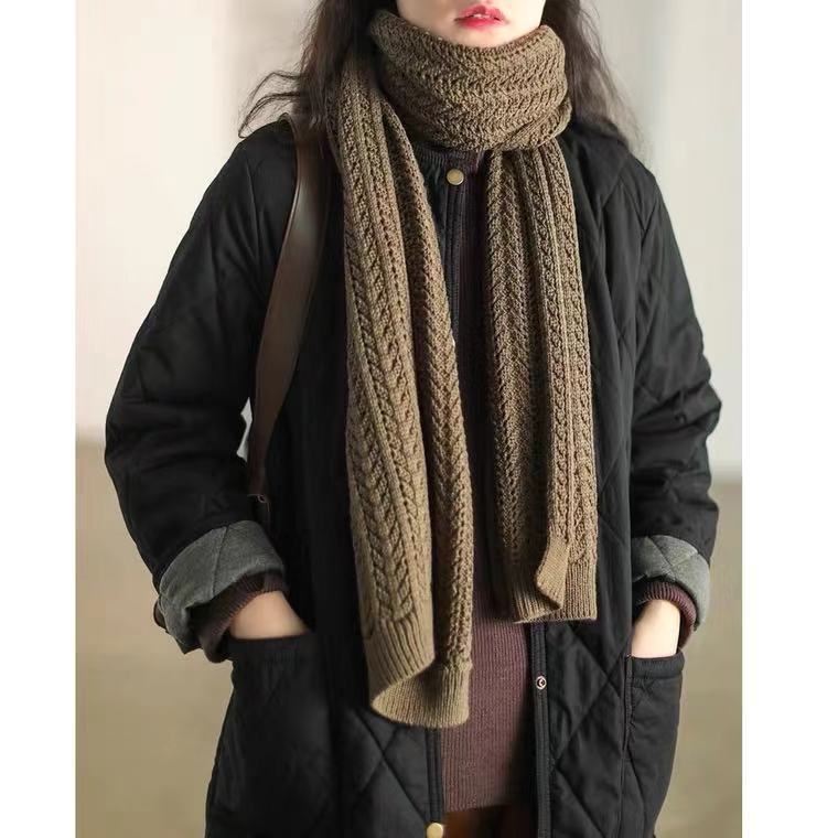 Khăn Choàng Cổ Dệt Kim Ấm Áp Phong Cách Hàn Quốc