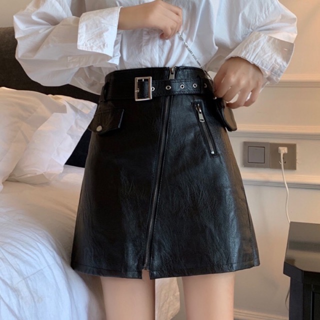 Chân Váy Da Ulzzang Hàng Đẹp (Kèm Belt)