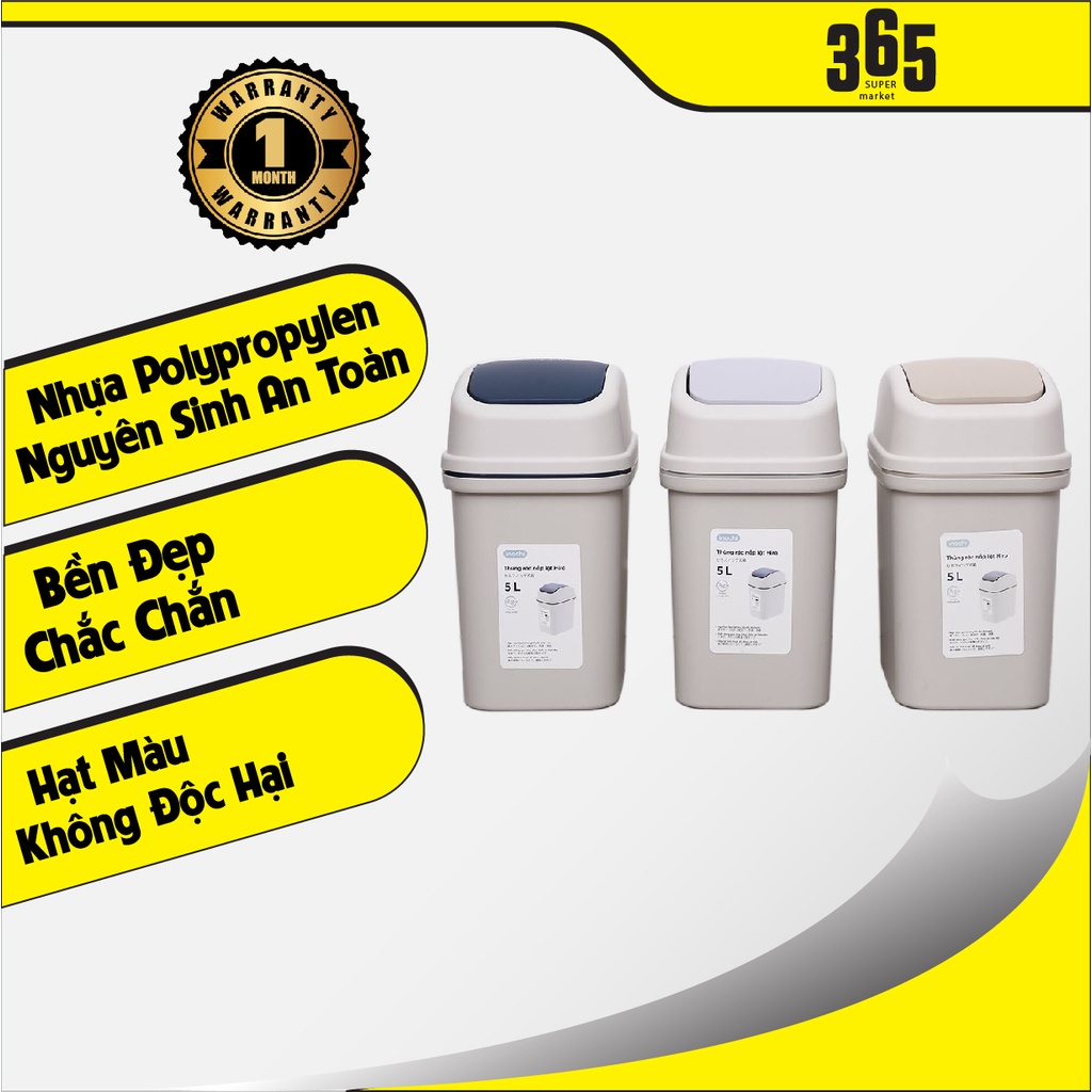 Thùng Rác Thông Minh,Nhựa Nắp Lật Inochi 5/10/15 Lít Rất Đẹp Làm Sọt Rác Văn Phòng, Khách Sạn, Đựng Rác