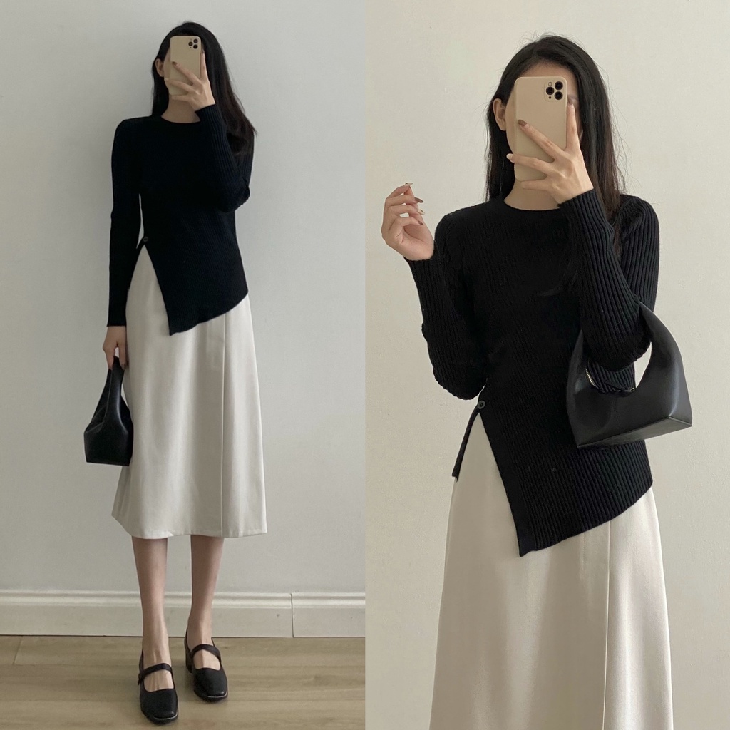 Áo len vân dọc cúc chéo thân _ A0316 | BigBuy360 - bigbuy360.vn