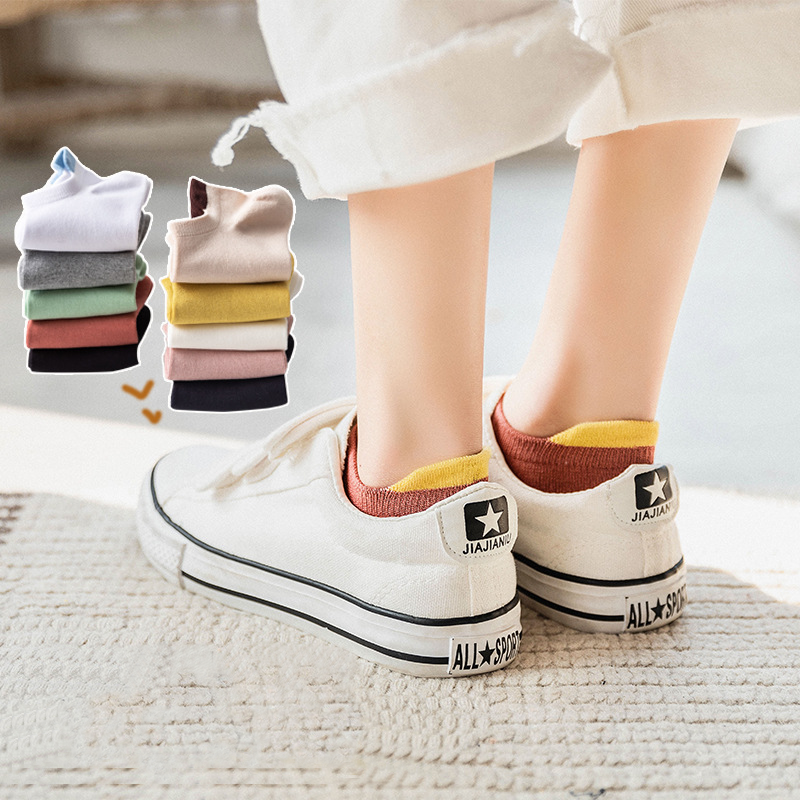 Cute Candy Color Protect Heel Ankle Socks Women 100 Cotton Girl Pink White Black Anklet Socks Colorful Low Cut Socks Non Slip