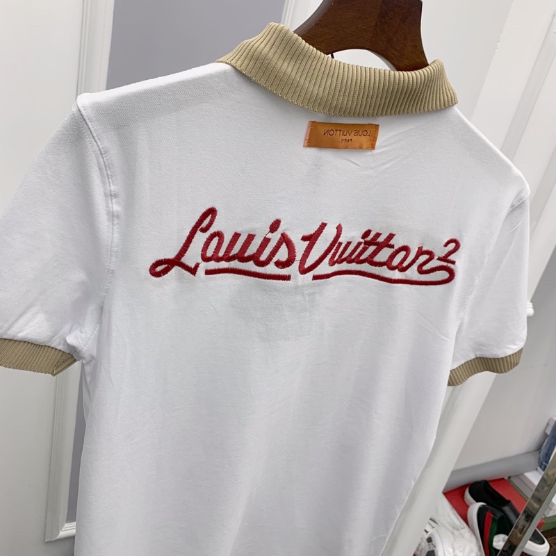 Áo polo cổ len chữ thêu ngực PL79 và sau lưng kèm ảnh thật tại shop Pl79