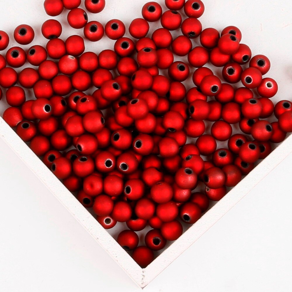 Hạt nhựa acrylic tròn nhám màu đỏ kích thước 6-16mm xỏ lỗ dùng làm trang sức