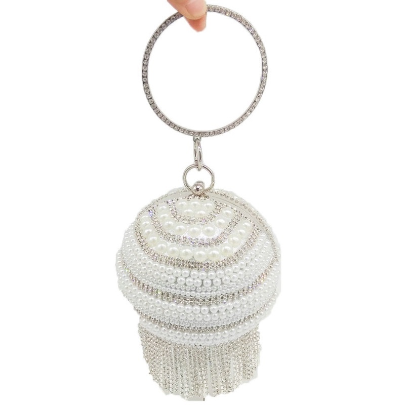 Túi xách nữ tròn đính đá- clutch cốp cầu đính đá đi tiệc siêu xinh, nổi bật hot trend