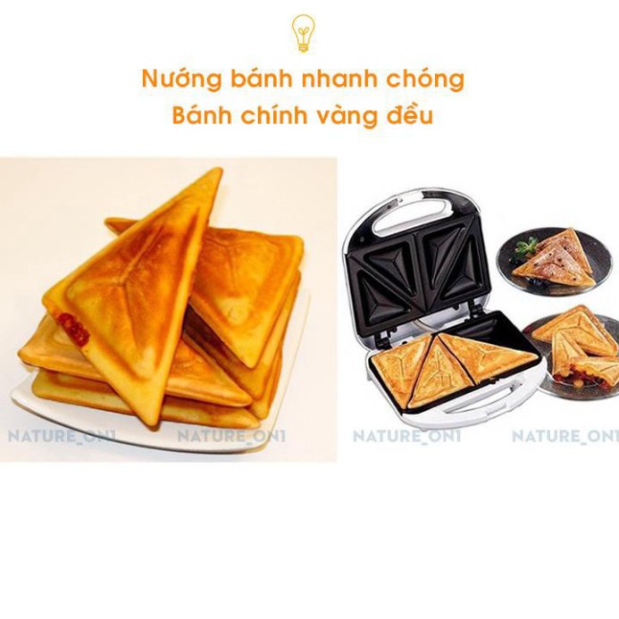Máy Nướng Bánh Mì Sanwich NIKAI Nhanh Chóng, Thiết Kế An Toàn Tiện Dụng - Máy Ép Bánh Mì 2 ngăn