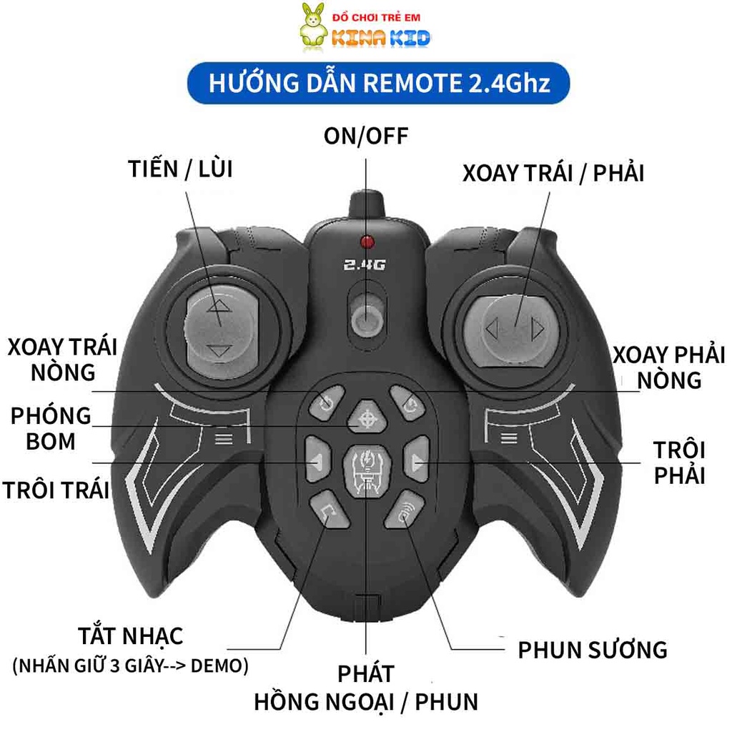 Xe Tăng Điều Khiển Từ Xa Gallop, Xoay 360 Độ, Phóng Hạt Nước, Phun sương, Sáng Đèn Và Phát Nhạc Vui Nhộn