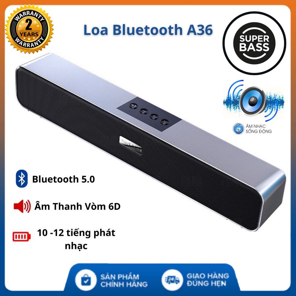 Loa Bluetooth Không Dây Cao Cấp A36 PRO BASS 2021 Âm Thanh Nghe Nhạc Siêu Đã Tương Thích Điện Thoại Máy Tính Laptop Tivi