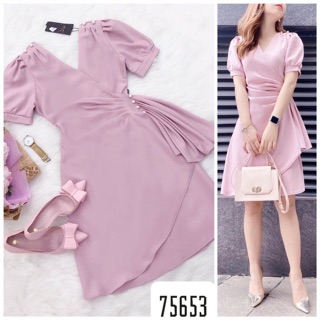 Váy dự tiệc - Freeship - Váy Hồng thắt eo sang trọng