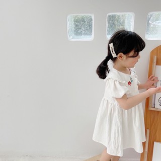 Váy thô trắng cổ hàn thêu hoa