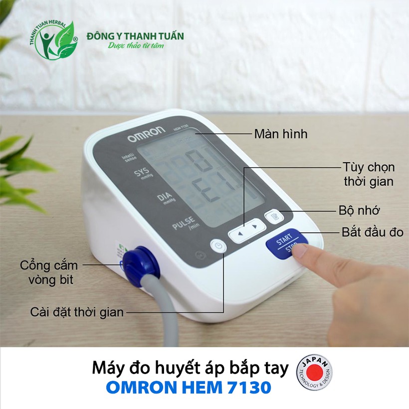 [Cao cấp] Máy Đo Huyết Áp Bắp Tay Omron Hem-7130 Nhật Bản (Tặng Kèm Nhiệt Kế Điện Tử Đầu Mềm Takano)