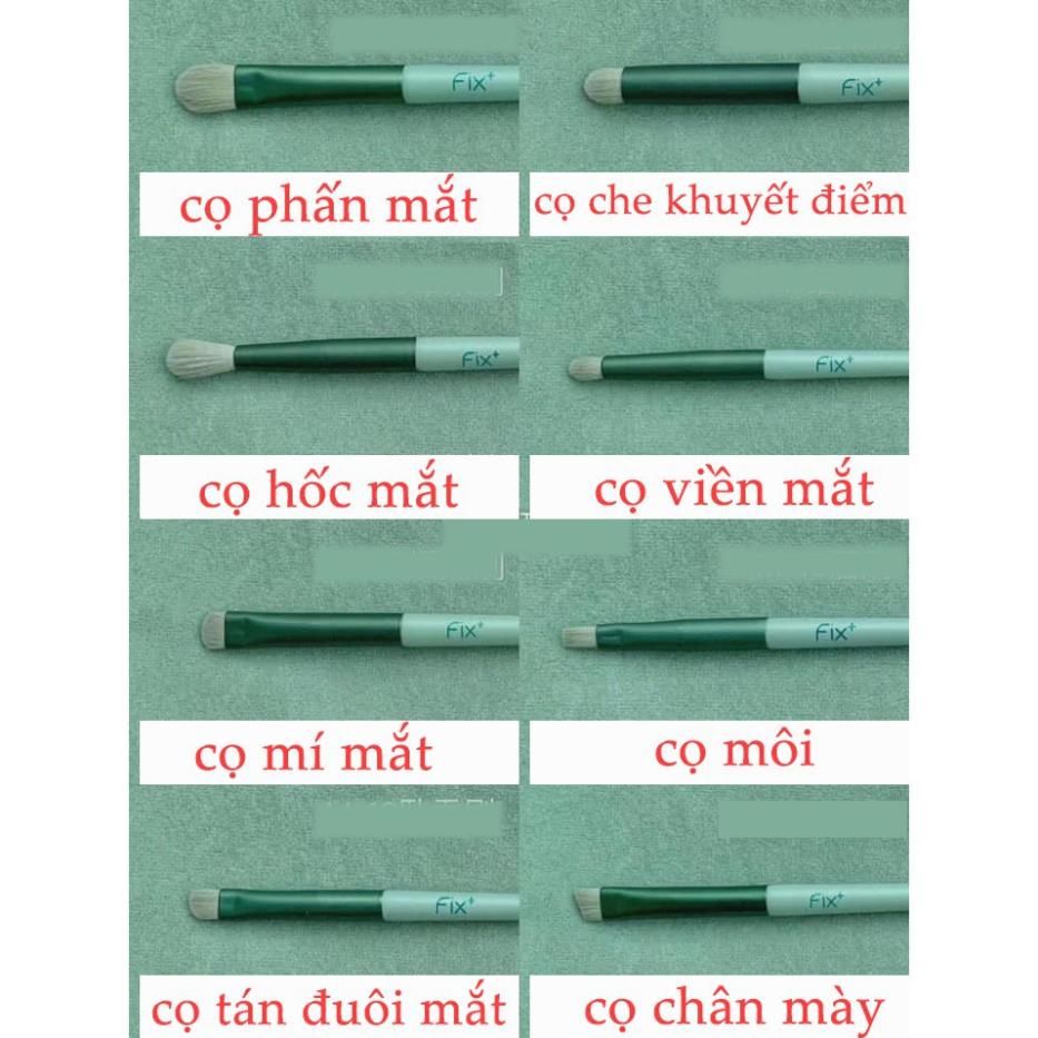 Bộ cọ trang điểm cá nhân cao cấp 13 cây Fix+ màu xanh/ màu hồng Pastel trendy NPP Shoptido