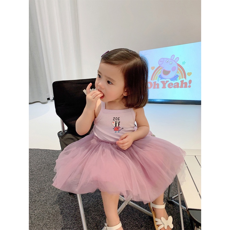 Váy liền in hình Peppa Pig xinh xắn cho bé gái từ 1 đến 7 tuổi