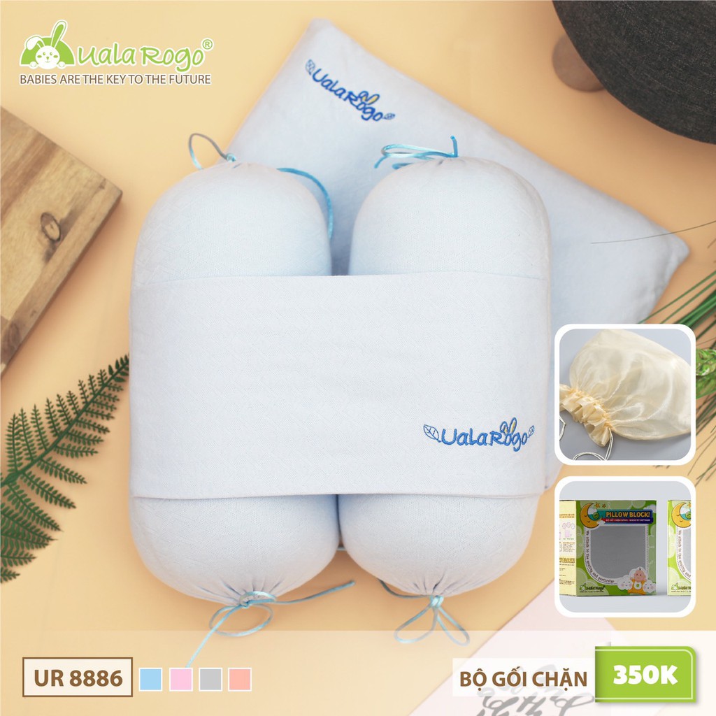 [CHÍNH HÃNG] Bộ gối chặn bông trẻ em cao cấp (gối cotton kèm gối chặn) Uala Rogo