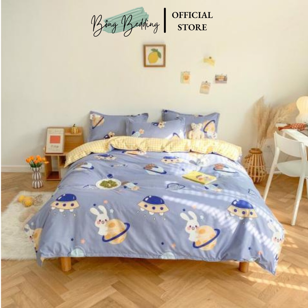 Bộ chăn ga Cotton poly thú cưng chăn ga hàn quốc đủ màu đủ size miễn phí bo chun