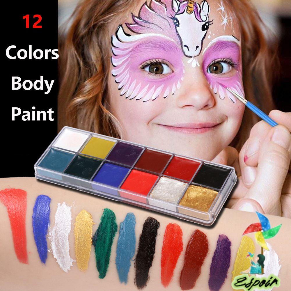 Bộ 12 Màu Vẽ Mặt Và Cơ Thể Trang Điểm Chống Nước Lên Màu Chuẩn ESPO