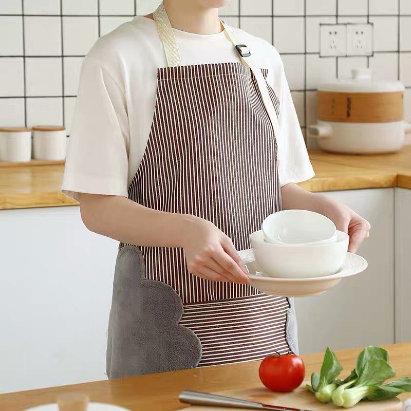 Tạp Dề Kẻ Hoa Nhà Bếp Có Khăn Lau Tay Hai Bên Hông,Tạp Dề Chống Thấm Nước 88207 SIÊU THỊ GIÁ RẺ VP88