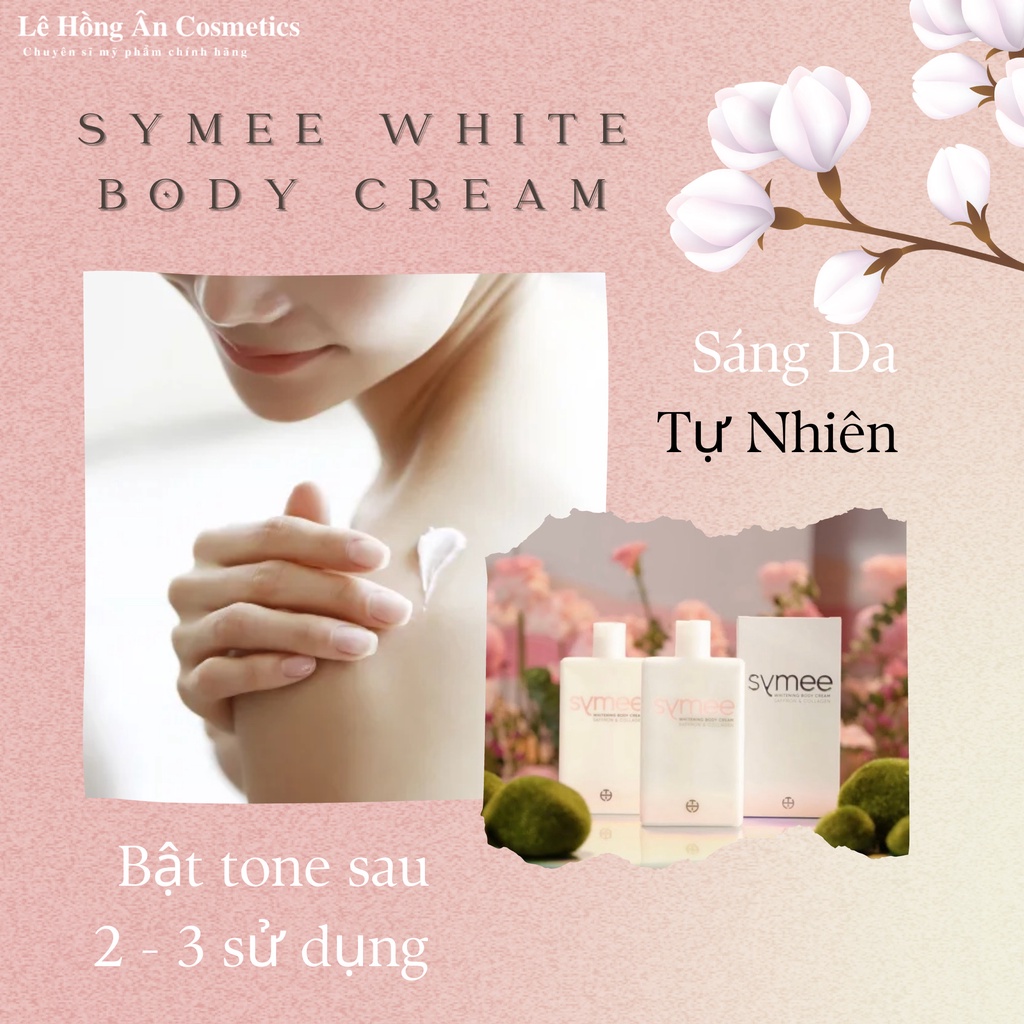 Combo 1 Kem dưỡng thể dưỡng da trắng sáng SYMEE WHITIENING BODY CREAM và 3 Tẩy tế bào chết body SYMEE NATURAL BODY SCRUB