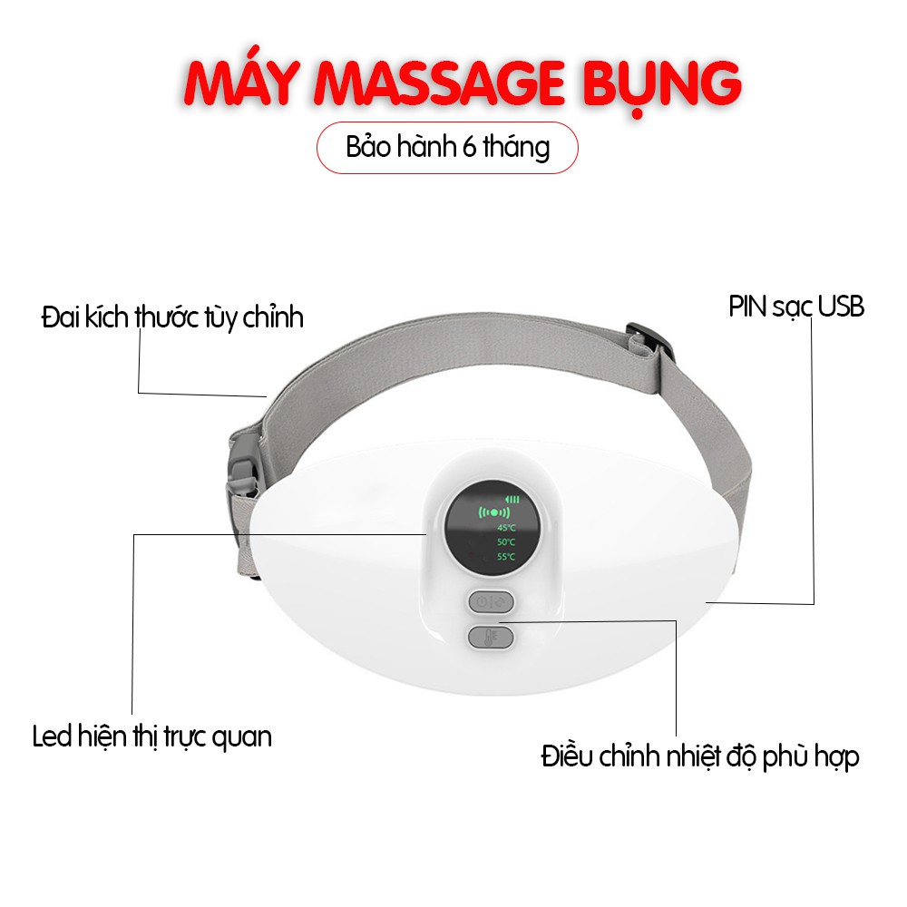 Máy massage bụng, đai matxa giảm đau bụng kinh MIAN MART- Sưởi ấm bụng kỳ kinh nguyệt, an toàn cho da