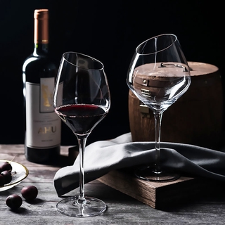 2PCS Lead Free Gass Beveled Goblet Household Red Wine Glass Champagne Glass Crystal Cup Set