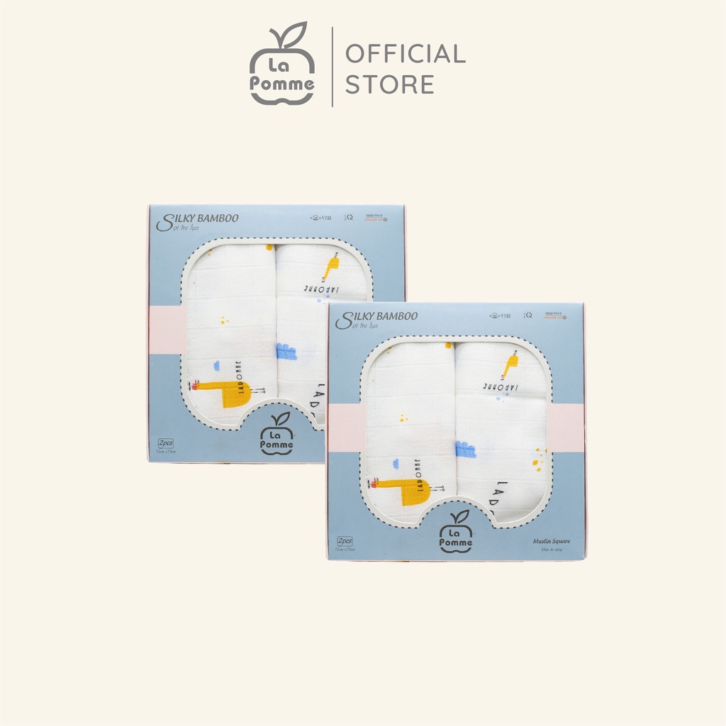 Combo 2 K002 Set 2 Khăn đa năng sợi tre lụa La Pomme - 75x75cm Funny goose