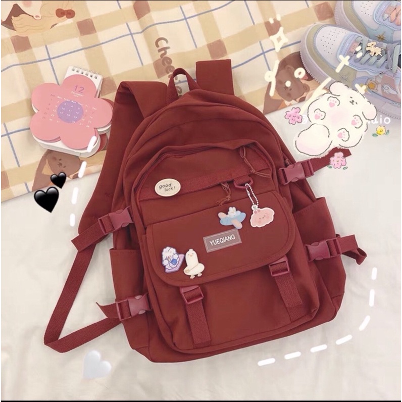 Balo học sinh đi học Yue dày dặn 2 lớp tặng kèm stickeri