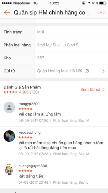 Combo 6 quần sịp HM  chính hãng.