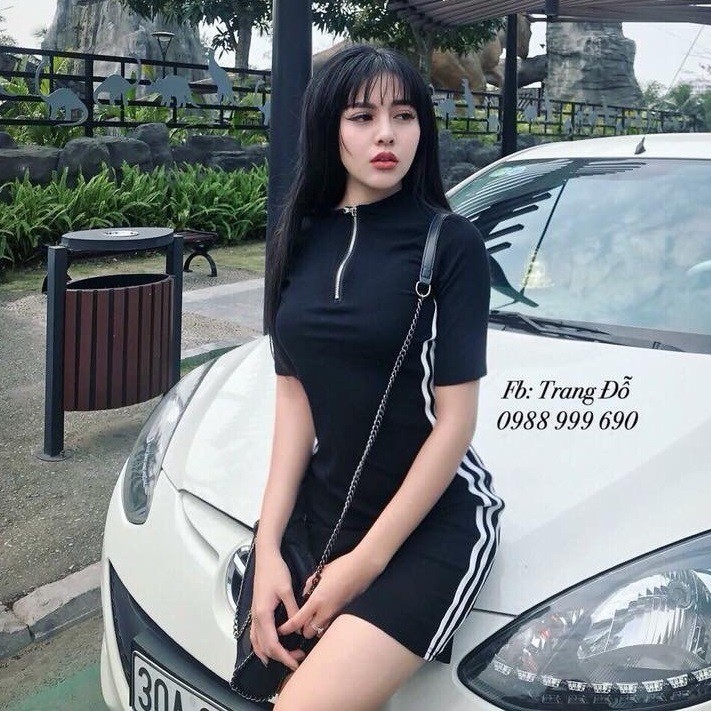 Đầm body thun gân Dây Kéo Thể Thao | BigBuy360 - bigbuy360.vn