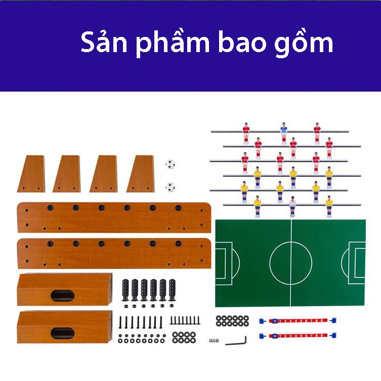 [ TẶNG 2 bóng ] Bàn bi lắc mini 6 tay bằng gỗ, bàn chơi đá bóng cho bé.