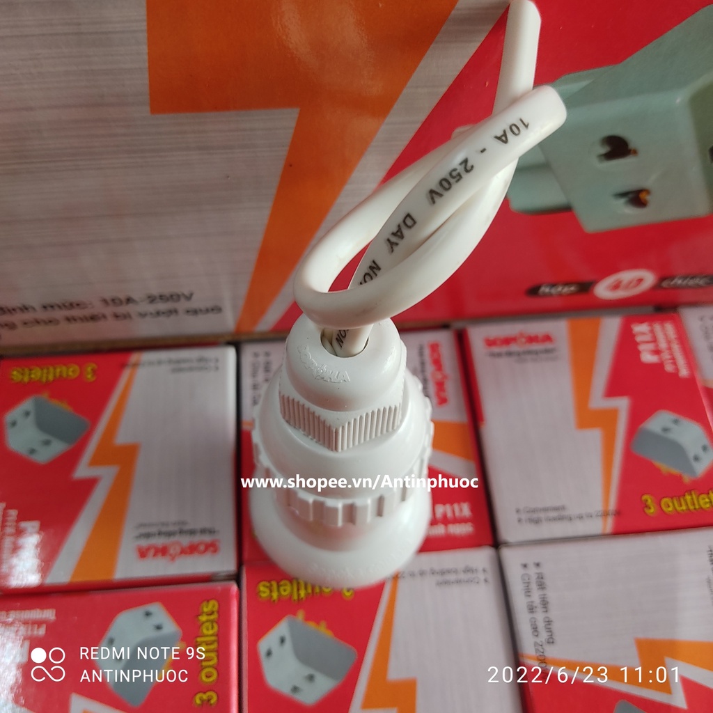 Đuôi đèn chống nước ren xoáy E27 SOPOKA có dây dài 20cm - chuôi đèn ngoài trời chịu mưa có dây sẵn gắn bóng Led E27