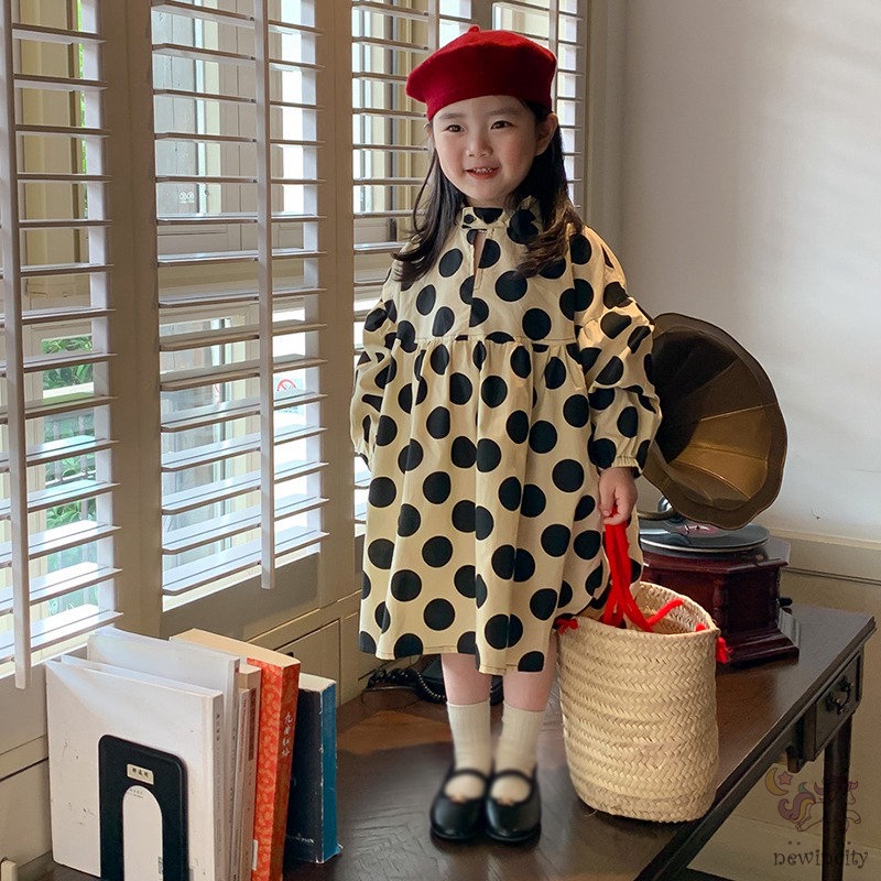 Đầm DàI Tay ChấM Bi Cho Bé GáI