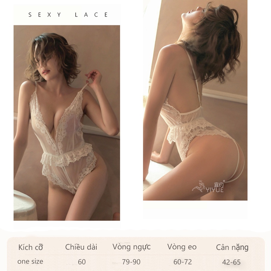 Đồ ngủ nữ sexy - bộ ngủ 2 dây liền quần hở đáy chất liệu ren phong cách hoàng gia Châu Âu | BigBuy360 - bigbuy360.vn
