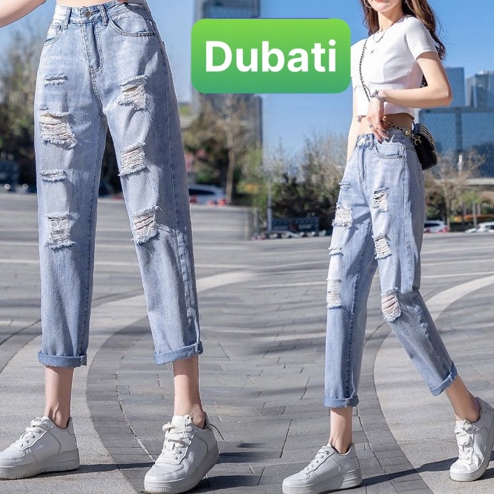 QUẦN JEAN NỮ CHẤT BÒ XANH SANG CHẢNH RÁCH KIỂU LƯNG CAO NÂNG MÔNG SIÊU HOT HÀN QUỐC- DB 3081- DUBATI FASHION
