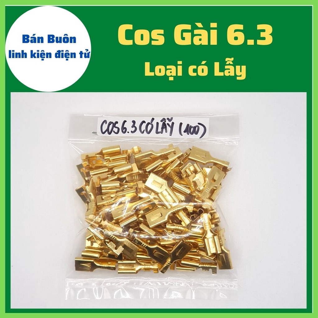 Đầu cos kẹp dây điện 6.3MM, cốt chữ T, đầu cos dây điện, cos gài 6.3 (100 chiếc)