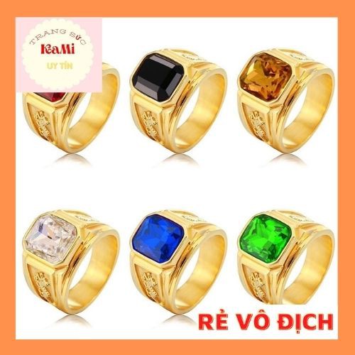 Nhẫn Nam Đá 💎𝑭𝑹𝑬𝑬𝑺𝑯𝑰𝑷 💎Nhẫn đá đủ màu con rồng bên cạnh