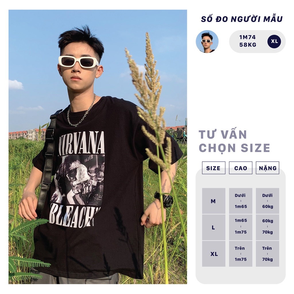 Áo thun nam nữ Nirvana Bleach City Cycle - Áo thun tay lỡ Unisex form rộng Local Brand