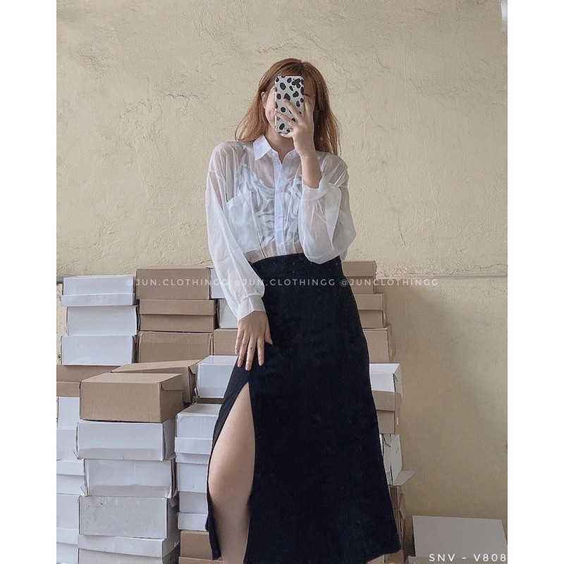 [Mã WAMT10K giảm 10K đơn 0K] Chân váy umi xẻ tà 808 | BigBuy360 - bigbuy360.vn