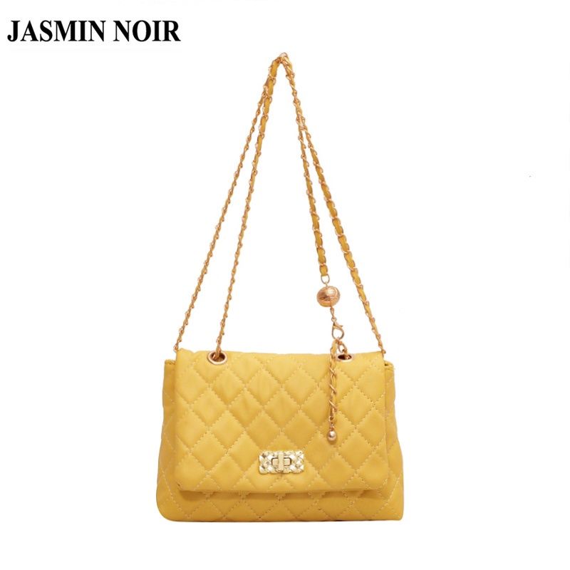 Túi đeo chéo JASMIN NOIR họa tiết kẻ sọc phối dây xích