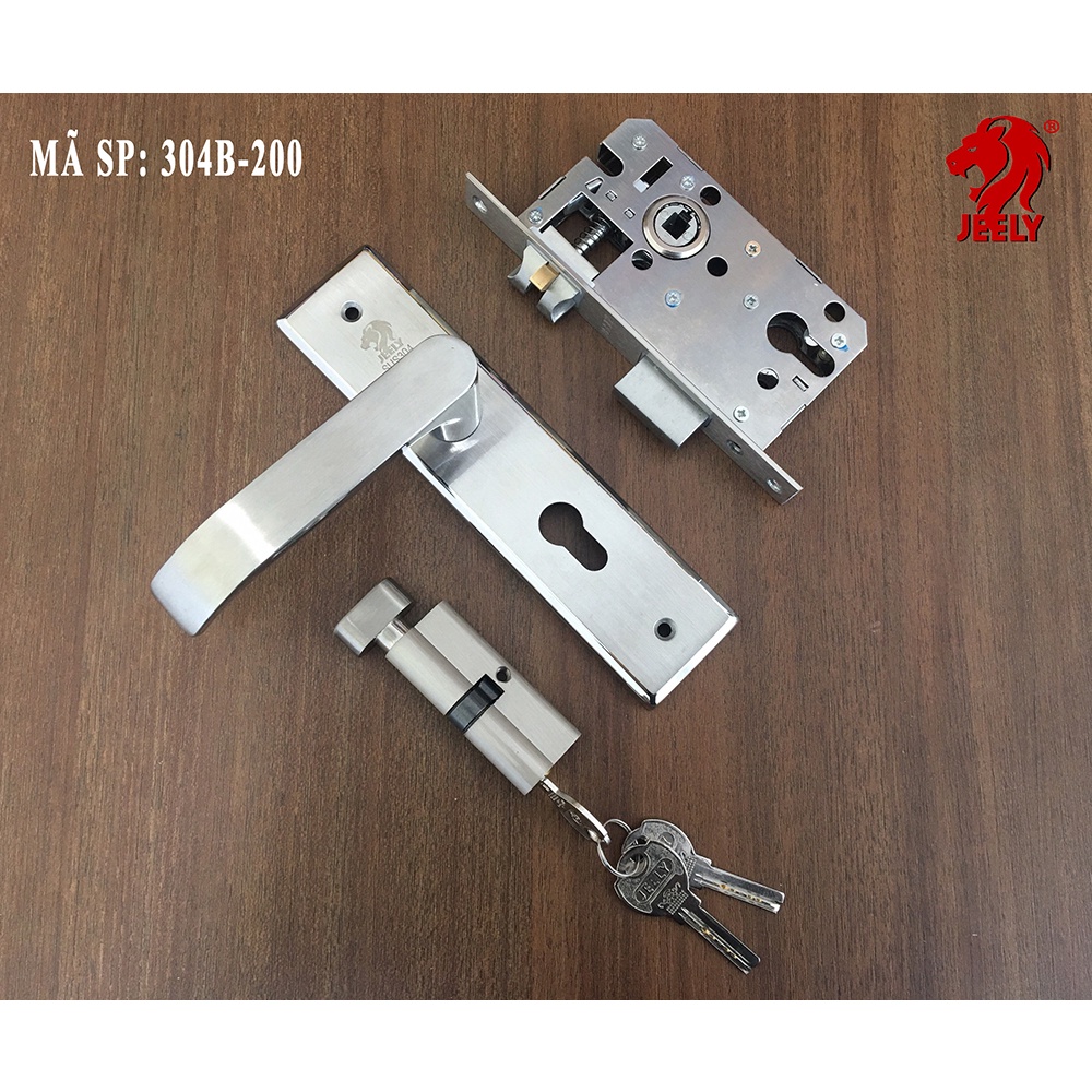 KHÓA TAY GẠT JEELY INOX SUS304 - KHÓA CỬA PHÒNG 2 TẤC cửa gỗ, nhựa, sắt tay ốp 200mm Dùng cho cửa có khung bao 4*8- 304B