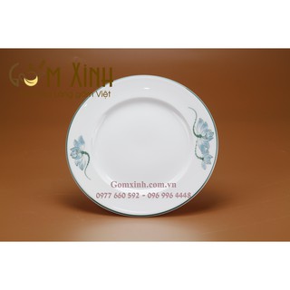 Đĩa tròn hoa sen vẽ tay_Đĩa sứ bộ đồ ăn Bát Tràng