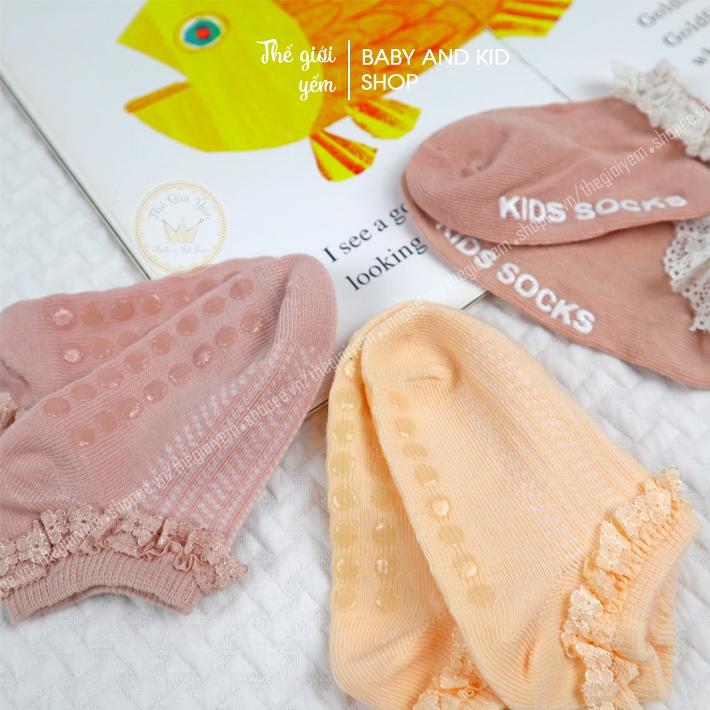 Vớ ngắn cho bé gái tất cho bé siêu xinh chống trượt dễ thương cho trẻ em tập đi từ 0 đến 3 tuổi TBG001 THẾ GIỚI YẾM