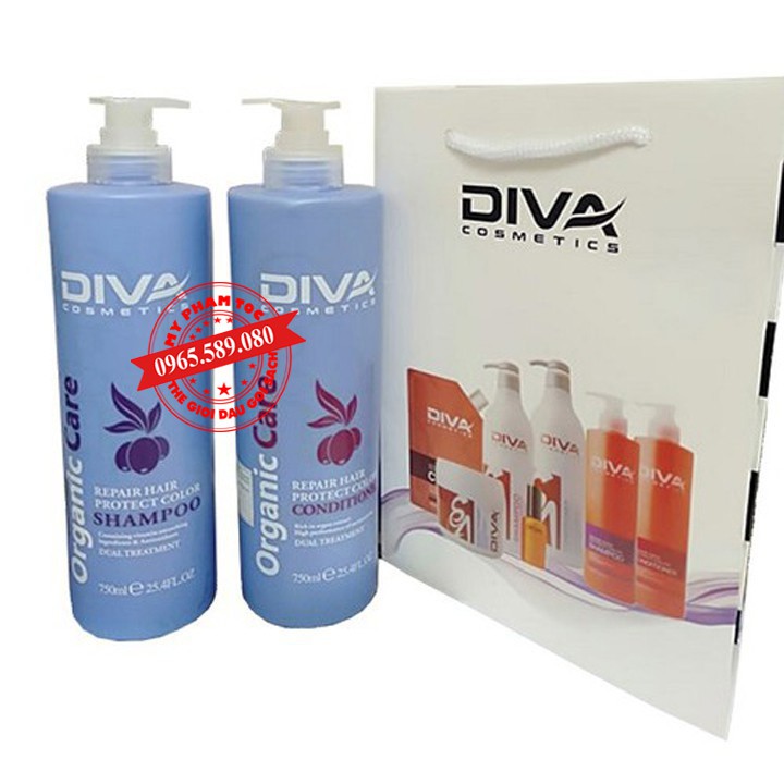 Bộ Dầu Gội Xả Diva Xanh Cosmetics Organic Care 750ml