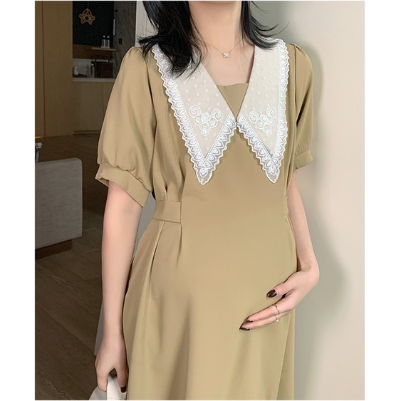 Váy đầm bầu xuông thiết kế công sở, dự tiệc cho mẹ bầu phong cách hàn quốc sang trọng thanh lịch mới mùa hè