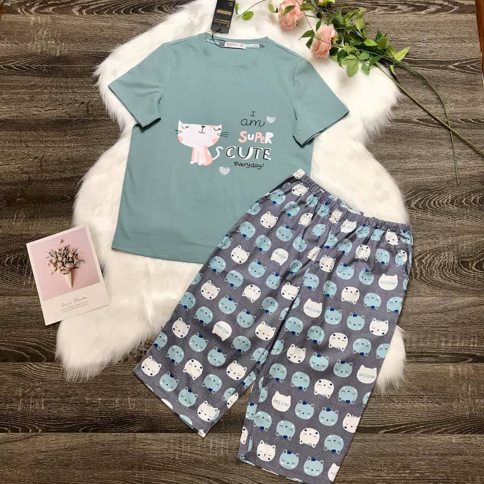 [Trẻ Trung] Bộ Lửng Mặc Nhà Áo Cộc Vải Cotton, Quần Thô Lỡ Cho Mùa Hè Này Chất Cực Mát Full Size | BigBuy360 - bigbuy360.vn