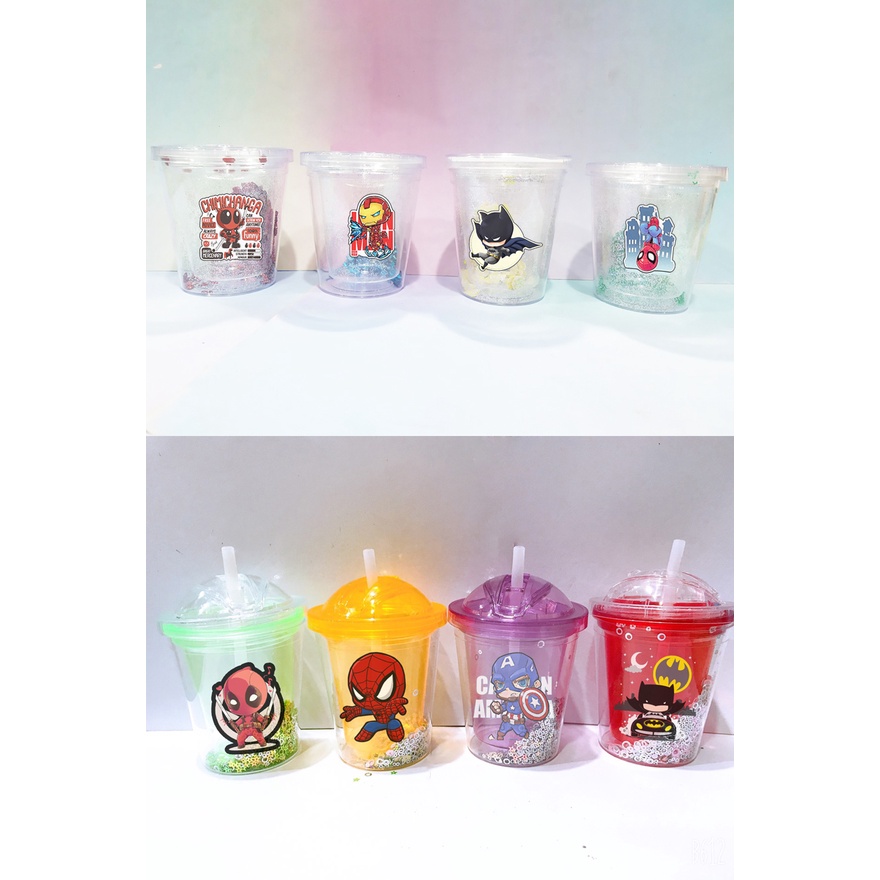 cốc 2 lớp kim tuyến siêu anh hùng CNKI16 cốc giữ nhiệt ly 2 lớp cốc làm lạnh dễ thương 500ml