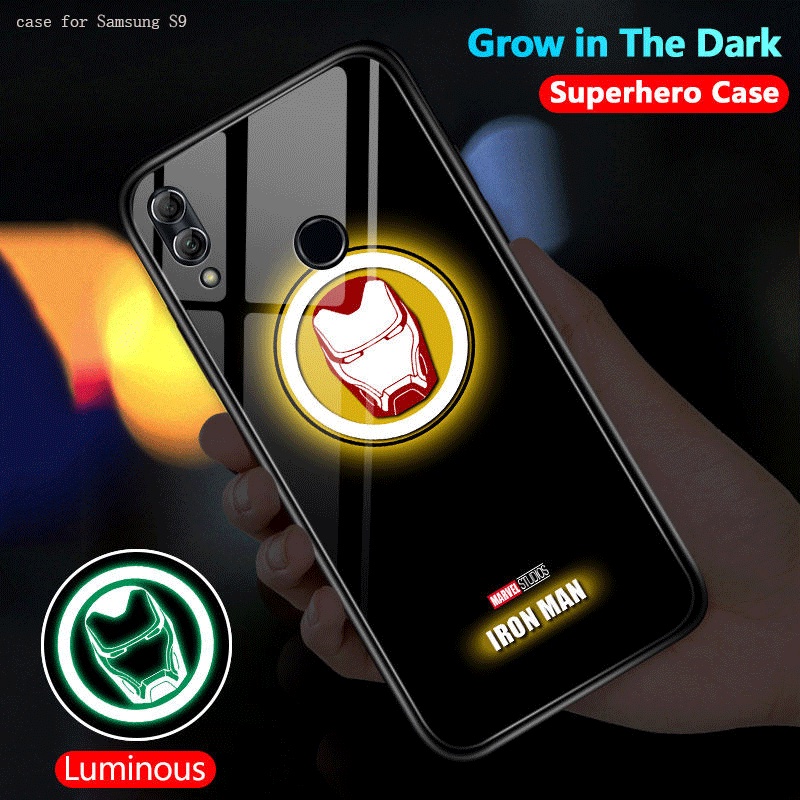 【Luminous Glass Casing】 Samsung Galaxy S9 S8 S7 Edge Plus S8+ S9+ Cho Ốp lưng điện thoại In Hình Anime hero dạ quang