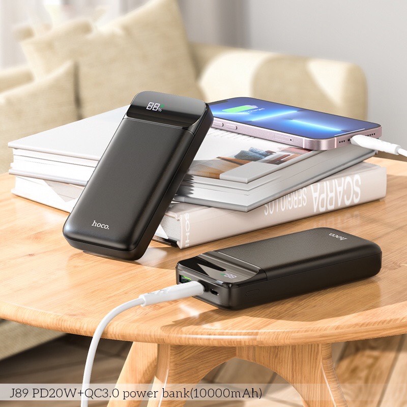 Pin sạc dự phòng Hoco J89 10000mah sạc nhanh 3A PD 20W có đèn led hiển thị phân trăm pin hàng chính hãng.